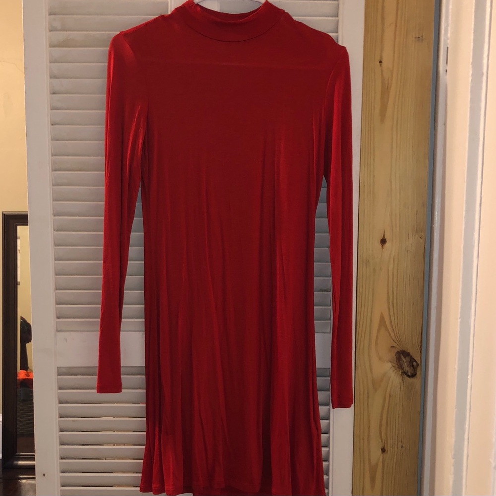 Red/orange mock turtleneck dress